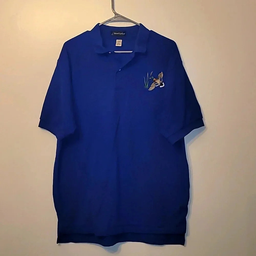 Inner Harbor Men's XL Polo golf shirt w/ mallard duck embroidery blue LOT-D